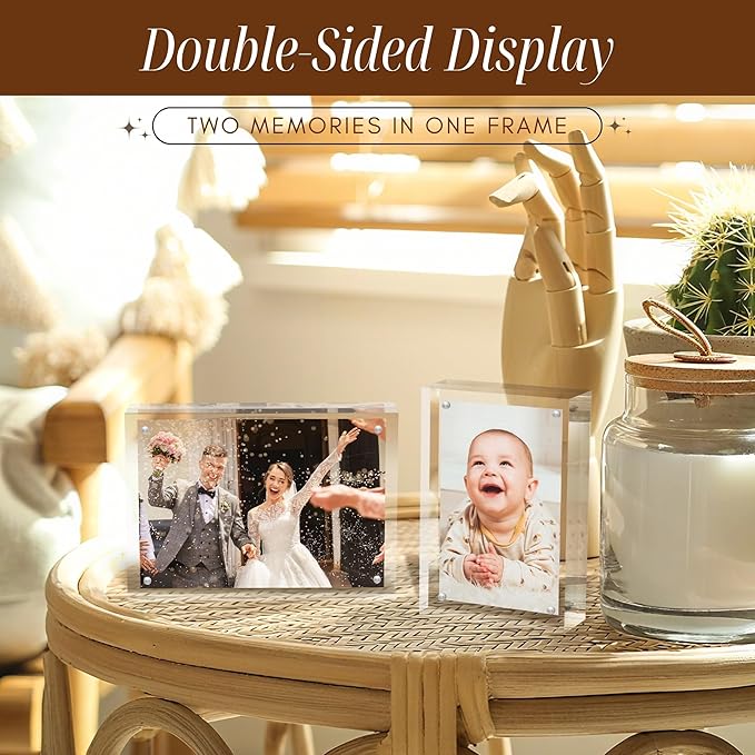 CATIFLIN 5x7 Magnetic Acrylic Frames 2 Pack, Double Sided Clear Frameless - Image 4