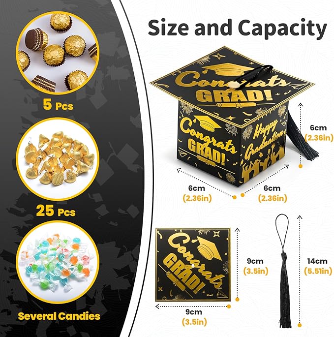 COTOPHER 36 Pack Mini Graduation Cap Gift Boxes, Class of 2025 Graduation Candy - Image 3
