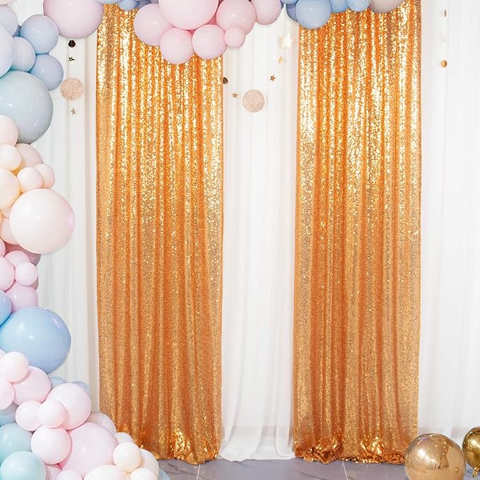 ShinyBeauty Gold Sequin Curtains 4 Panels Golden Backdrop Photo Backdrops - Image 5