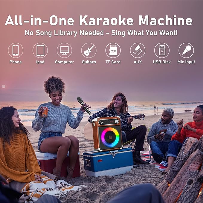 Karaoke Machine with 2 Wireless Microphones, 【Upgraded 6.5"Woofer & - Image 5