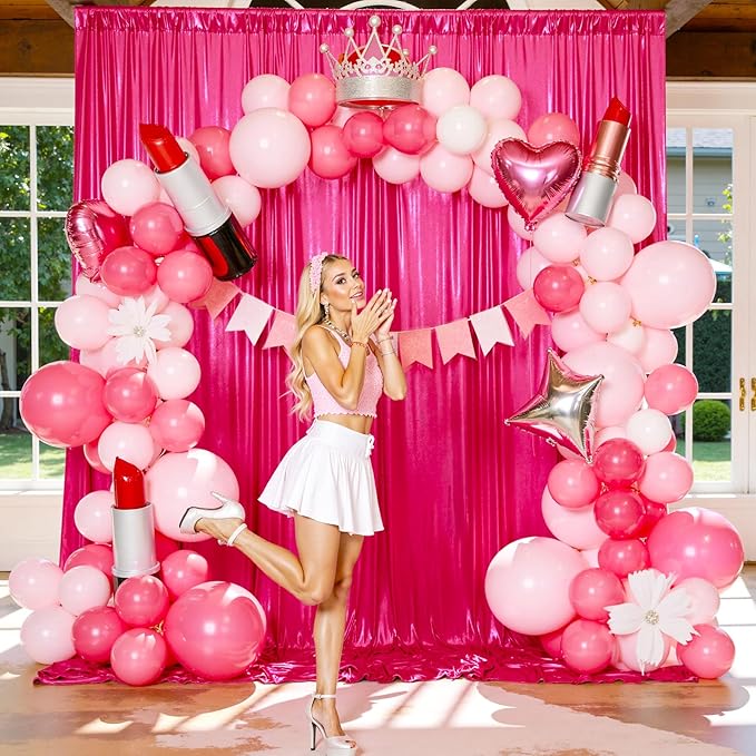 20x10FT Glitter Hot Pink Backdrop Curtain - Image 6