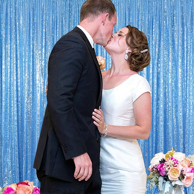 ShinyBeauty 4x10 FT Baby Blue Sequin Backdrop Curtains Glitter Photography - Image 3