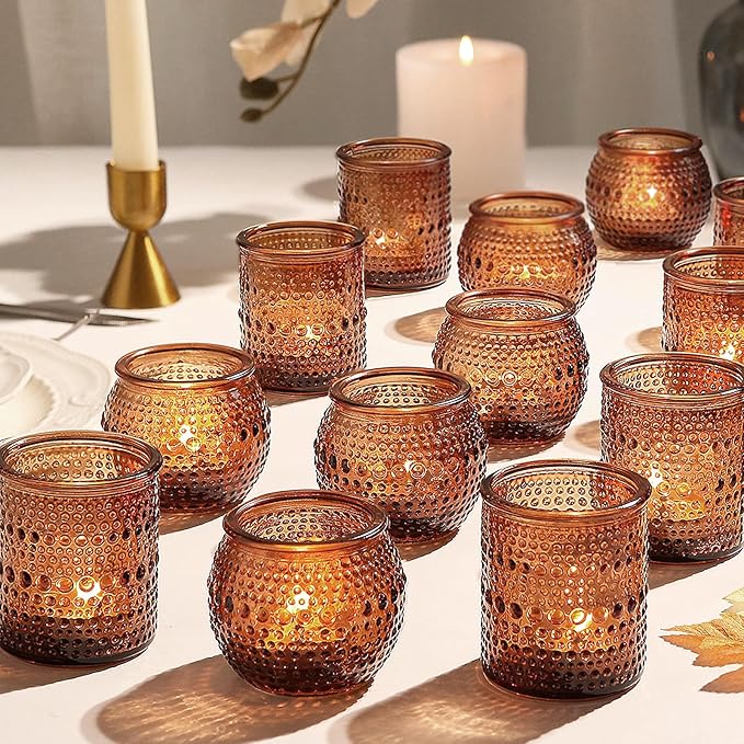 36pcs Amber Votive Candle Holders, Glass Small Tea Lights Candle Holders by TRIRITE