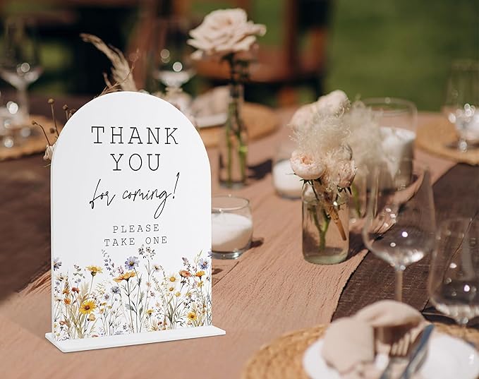 Wedding Signs for Ceremony and Reception, Boho Floral Acrylic Thank You for - Image 4