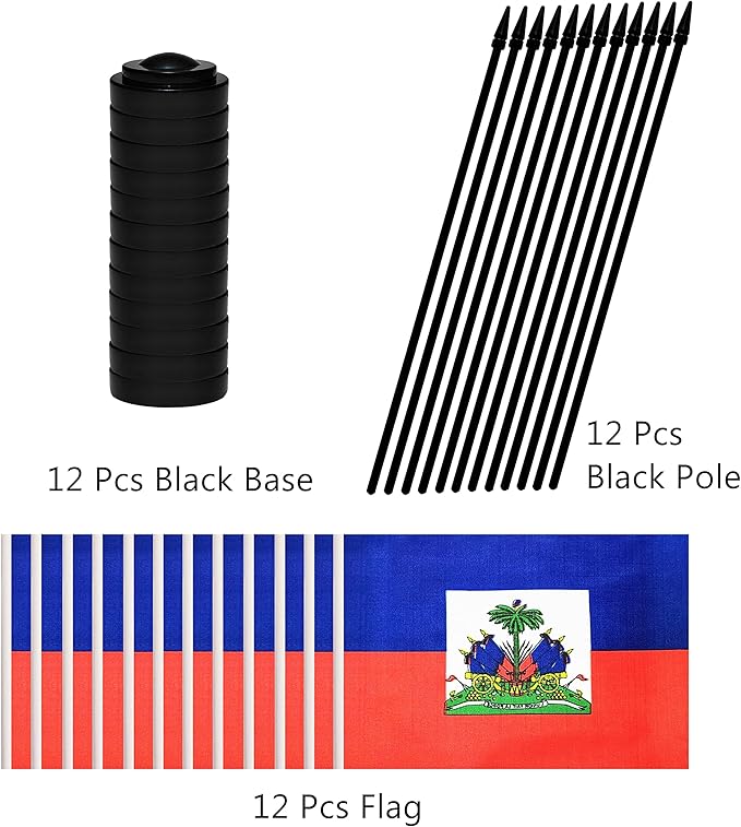 12 Pack Haiti Desk Flags Set, Haitian Small Mini Table Office Flags - Image 3