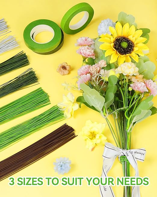 100 PCS FIVEIZERO 18 Gauge Green Floral Wire Stems - Image 5