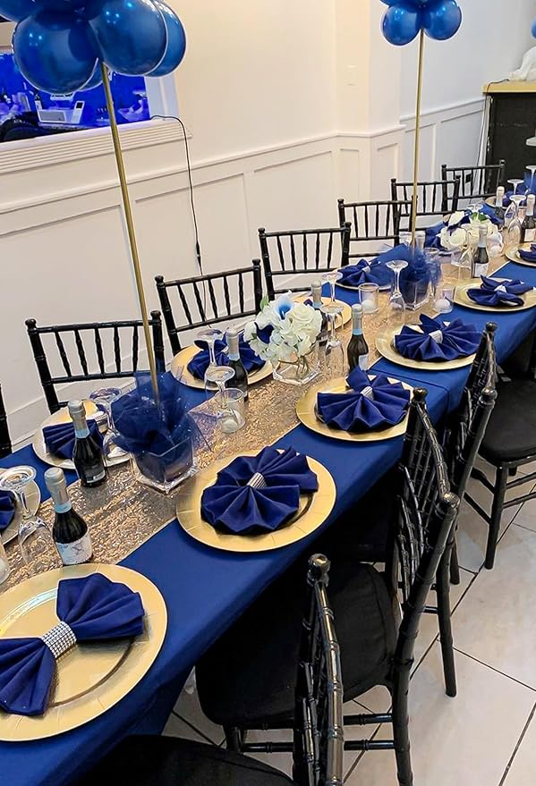 10 Pack Royal Blue Tablecloth 60 x 126 Inch Polyester Table Cloth - Image 5