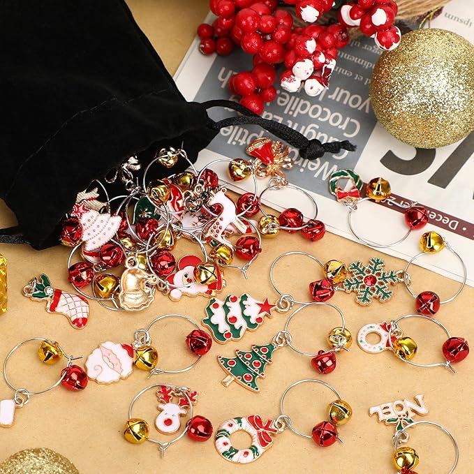 SANNIX 24pcs Christmas Wine Glass Charms - Image 5