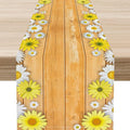 Farmhouse Floral Table Runner, Spring Seasonal Yellow Daisy Sunflower Retro by Unknown