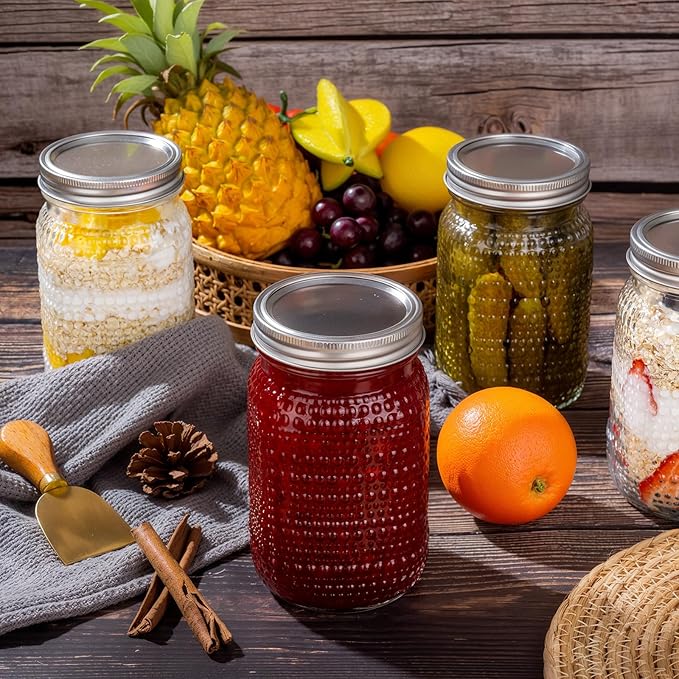 WELLIFE Mason Jars 32 oz, 6 Pack Quart Mason Jars Wide Mouth - Image 3
