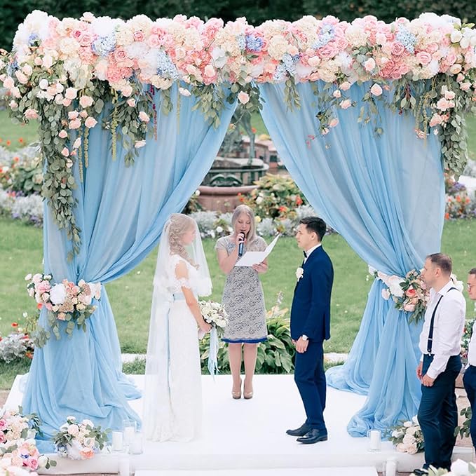 Wokceer Wedding Arch Draping Fabric 28.7" x 20FT Baby Blue Drapes Sheer Fabric - Image 5
