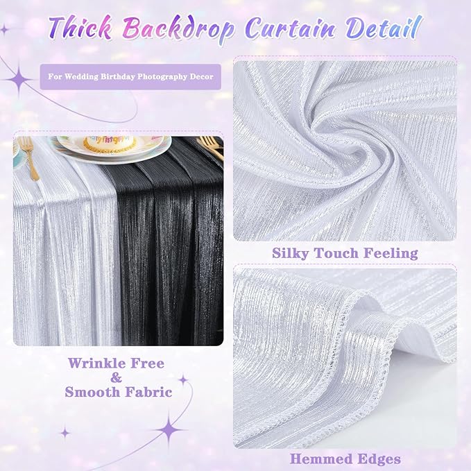 Silver Curtains Backdrop for Wedding Parties, Glitter Blrthday Drapes 4 Panels - Image 5