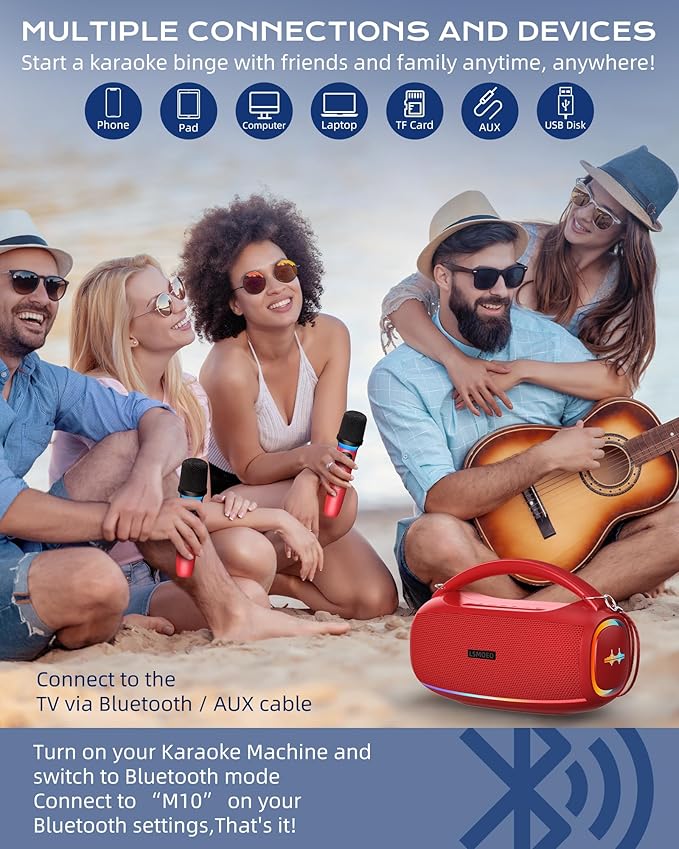 Karaoke Machine for Adults and Kids, Portable Bluetooth 2 Wireless Karaoke - Image 2
