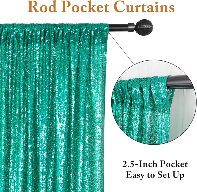 ShinyBeauty 2PCS 4x7FT Green Sequin Backdrops | Sparkle & Shimmer Photo - Image 4