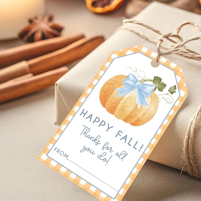 50 Pcs Fall Gift Tags, 2.1"×3.5" Thank You Gift Tags by HandEasy