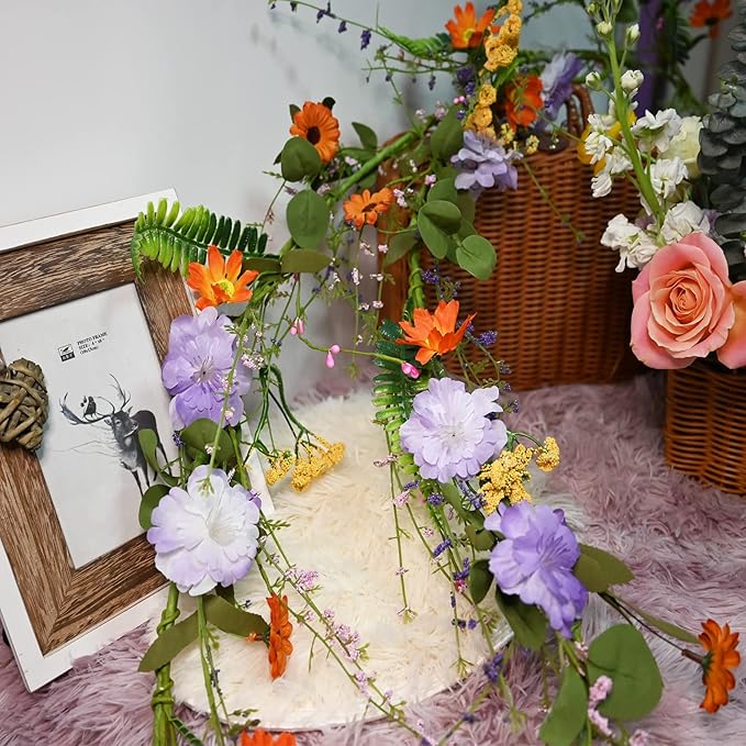 2PCS Artificial Daisy Garland, 6FT Faux Flower Hanging Vine, Spring Garland - Image 3