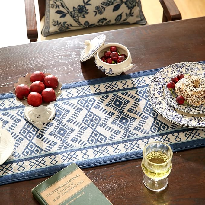 Chinoiserie Blue Stripe Cloth Runner - Image 8