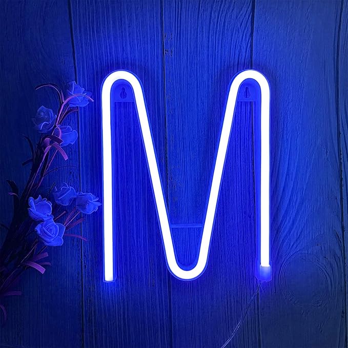 LED Blue Neon Letter Signs Night Light Battery or USB Operated LED Marquee by ProfessionalinNeonLights