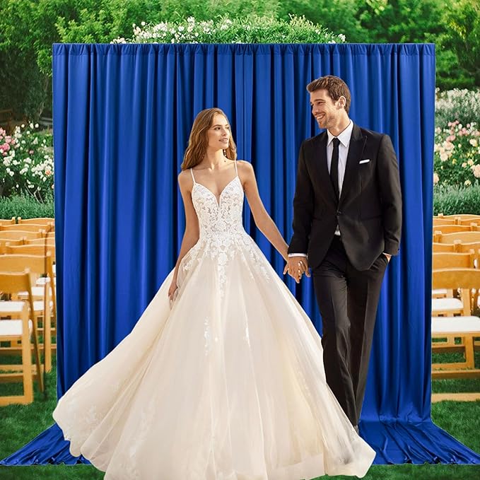 2 Panels Blue Backdrop Curtain, 10 x 7 Feet Background Curtains - Image 6