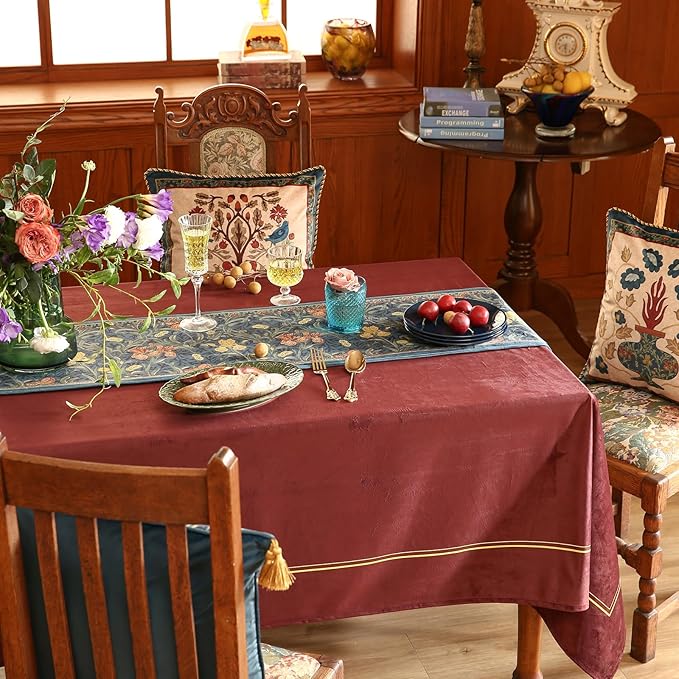 patdrea Designer Casual Wild Floral Velvet Table Runner 102 Inch Long, Dark - Image 7