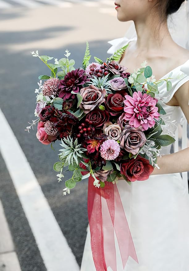 Serra Flora Artificial Flowers Combo Dahlia 25pcs Silk Fake Flowers Roses - Image 2