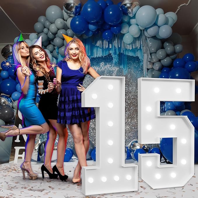Marquee Numbers Large 15th-Birthday Decorations: 4ft Light Up Number Party - Image 7