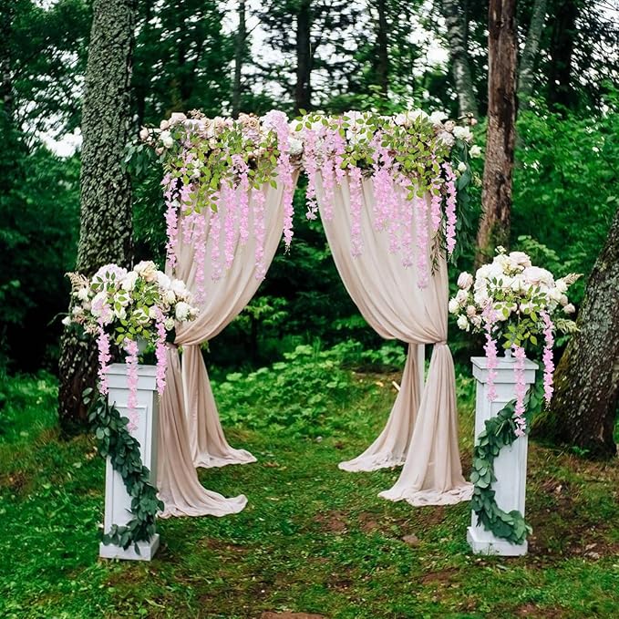 24 Pack Pink Wisteria Hanging Flowers, 3.4 Ft Fake Hanging Flowers, Artificial - Image 5