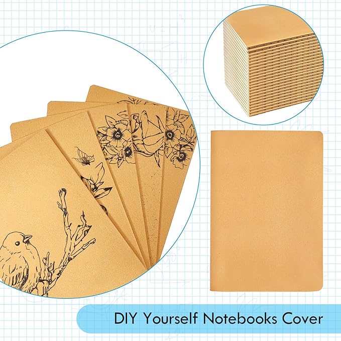 100 Pack Notebooks Bulk, Journaling Kraft Notebooks 5.5 x 8.3 A5 Softcover - Image 5