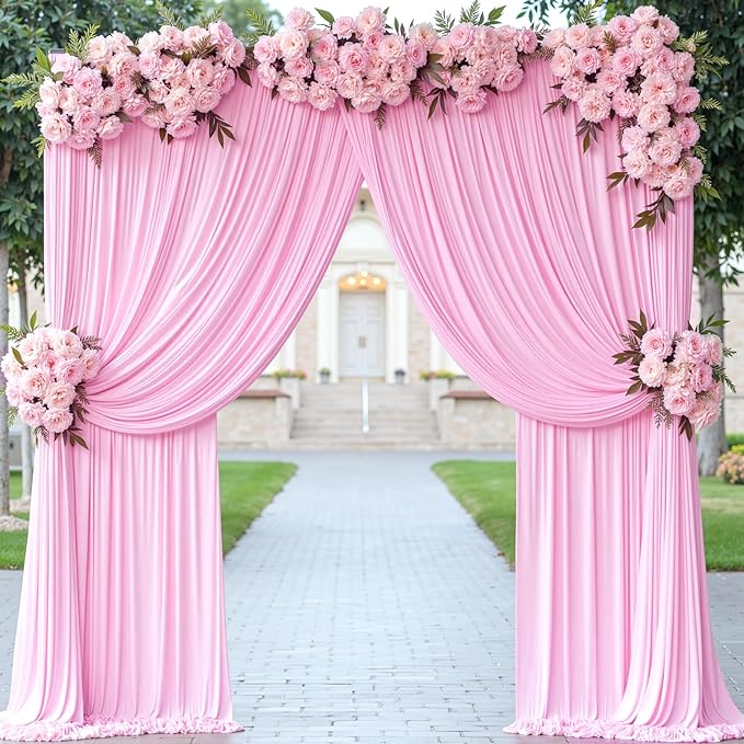10 ft x 10 ft Pink Backdrop Curtains - Image 9