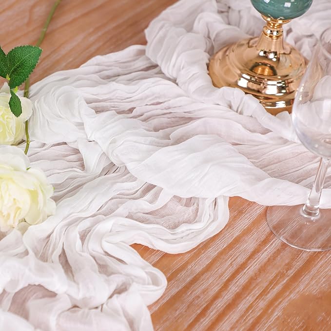 Snowkingdom 13Ft White Cheesecloth Table Runner, 160inch Long Cheese Cloth Boho by Snowkingdom