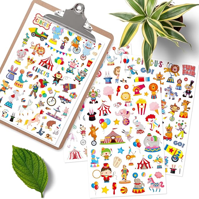 Cute Carnival Circus Stickers 820 Count Party Goodie Gifts Bags Decor Red White - Image 3