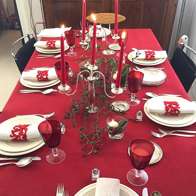 8 Pack Red Tablecloth 60 x 102 Inch Rectangular Tablecloths - Image 3