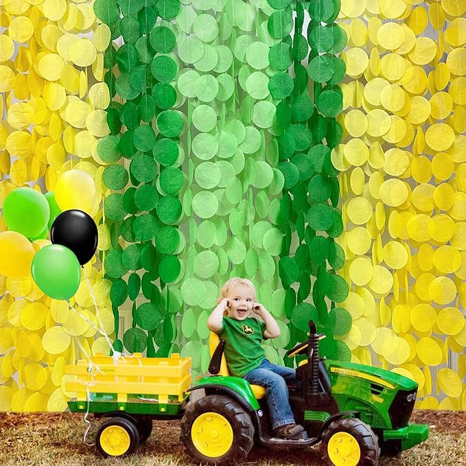 205Ft Yellow Green Party Decorations Ombre Green Yellow Circle Dot Backdrop - Image 4