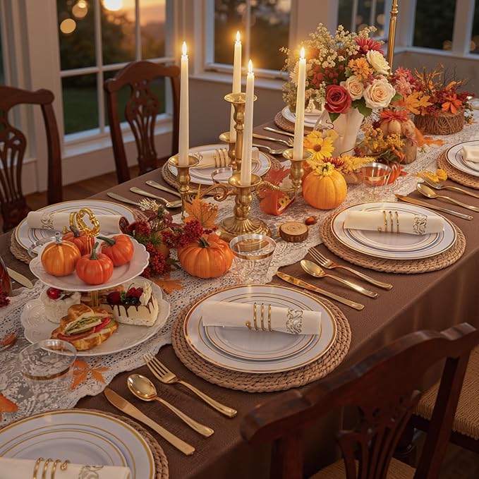 WDF 180 Pieces Disposable Plastic Gold Silverware Cutlery - Image 3