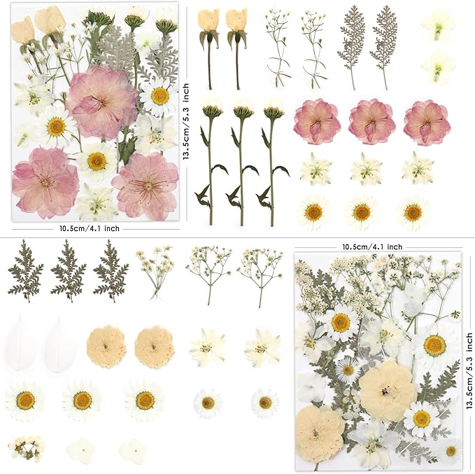 80 Pcs Dried Flowers for Crafts, Real Natural Dried Pressed Flowers in Soft - Image 3