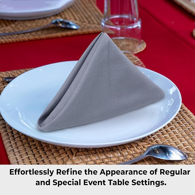 Urban Villa Dinner Napkins Solid Grey Color Cloth Napkins Oversized 20x20 - Image 5
