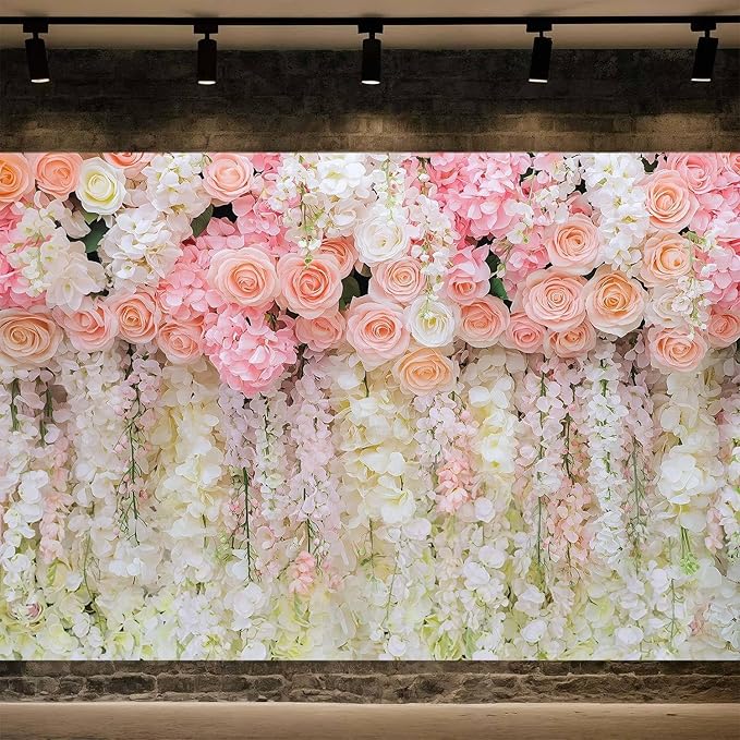 6x4ft Pink Rose Flower Wedding Photography Backdrop Spring Floral Photography - Image 5
