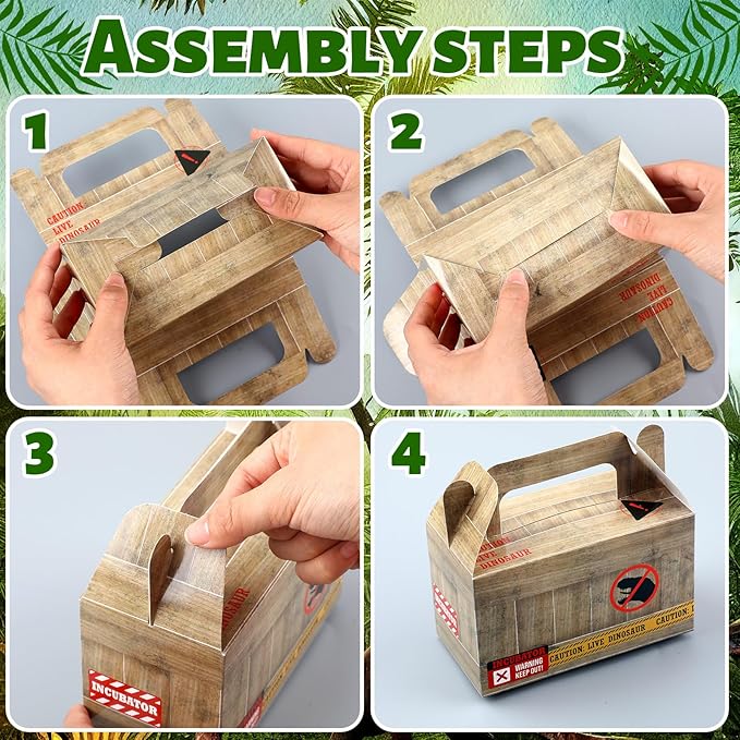 Bucherry 12 Pcs Dinosaur Treat Boxes Dino Party Favor Boxes Candy Goodie Gift - Image 3