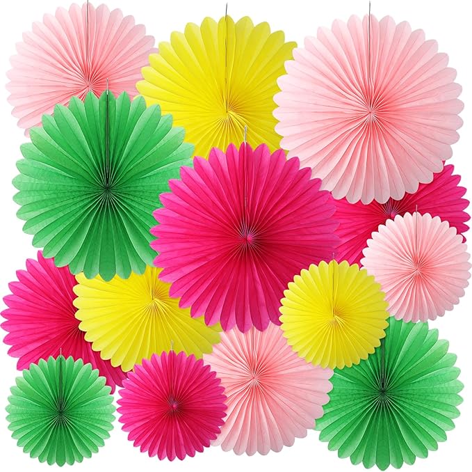 24 Pcs Colorful Paper Fans Party Hanging Decorations Rainbow Classroom Wall by MotiMind