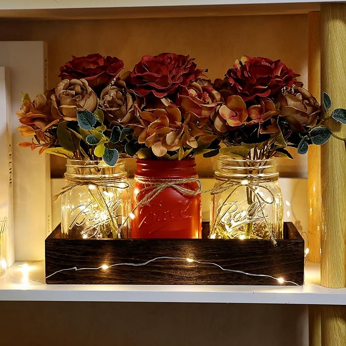 Fall Mason Jar Lights Centerpieces, Thanksgiving Centerpiece - Image 5
