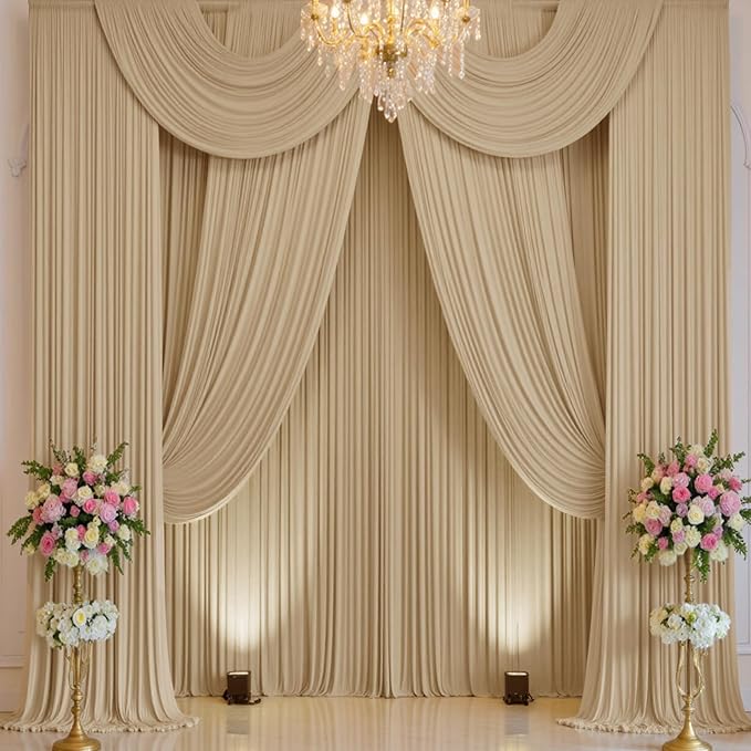 20×14 ft Wrinkle Free Beige Backdrop Curtain - Image 7