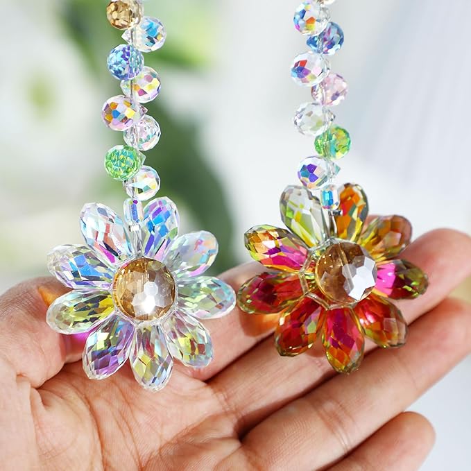 HDCRYSTALGIFTS 6PCS Crystal Sunflower Suncatchers Hanging Ornaments, Crystal - Image 3