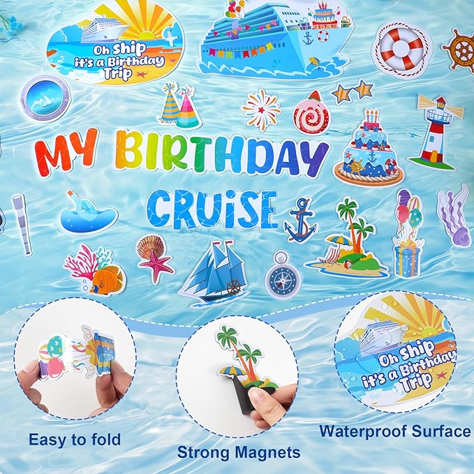 26 Pcs Birthday Cruise Door Decorations Magnetic, Funny Cruise Ship Sea - Image 2