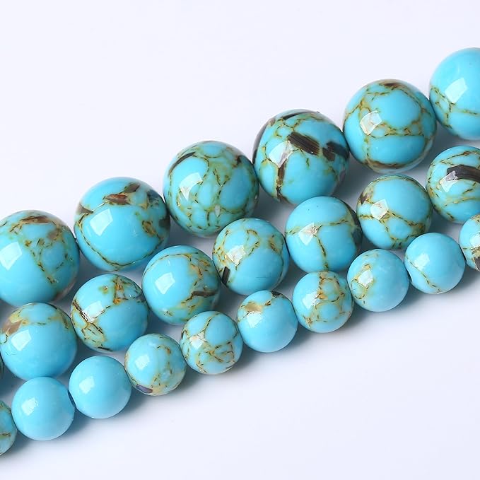 Blue Shell Turquoise Stone Beads Gemstone Round Crystal Energy Jade Beads Stone - Image 2