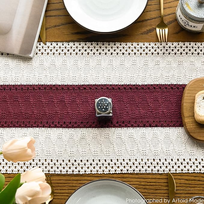 Artoid Mode Red Farmhouse Rustic Table Runner, Seasonal Holiday Hollow Kitchen - Image 3
