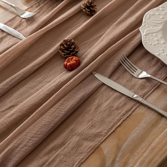 6pcs Nude Gauze Rustic Cheesecloth Table Runner 120 Inch 10 FT - Image 4