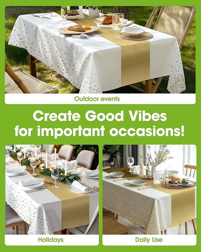 Pureegg Plastic Table Cloth Disposable 10 Pack, 54 x 108 Inch, Table Runner - Image 4