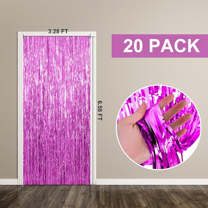20 Pack Foil Curtain Backdrop Metallic Tinsel Foil Fringe Curtains Photo Booth - Image 7