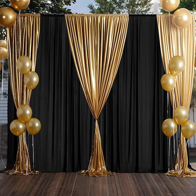 10ft×9ft Black Backdrop Curtain, Wrinkle Free Thick Polyester Drapes - Image 7