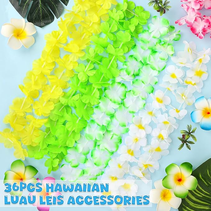 Luau Party Decorations, Colorful Hawaiian Leis Tropical Theme Silk Flower - Image 3